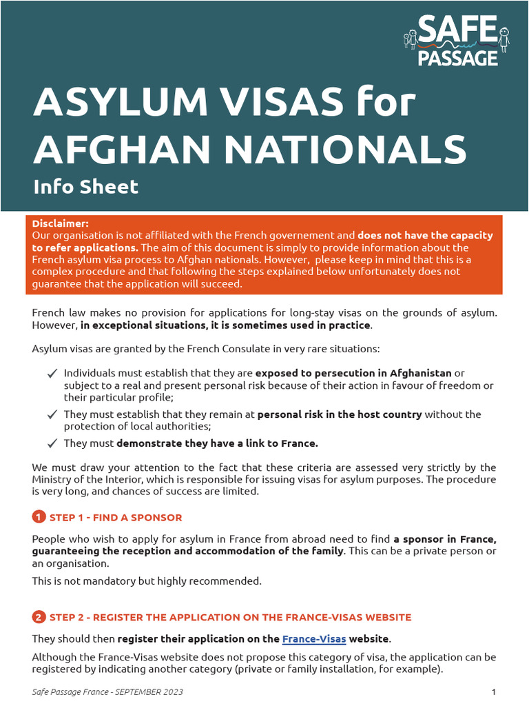 Asylum Visa Process for Afghans in France | PDF | Travel Visa ...