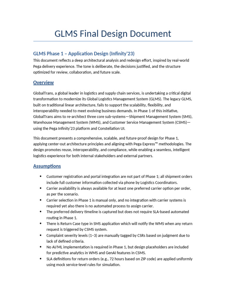 GLMS App Phase 1 Design Overview | PDF | Logistics | Data Model