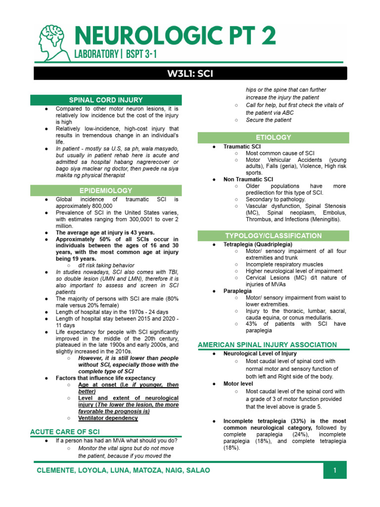 Spinal Cord Injury Overview and Care | PDF | Spinal Cord Injury ...