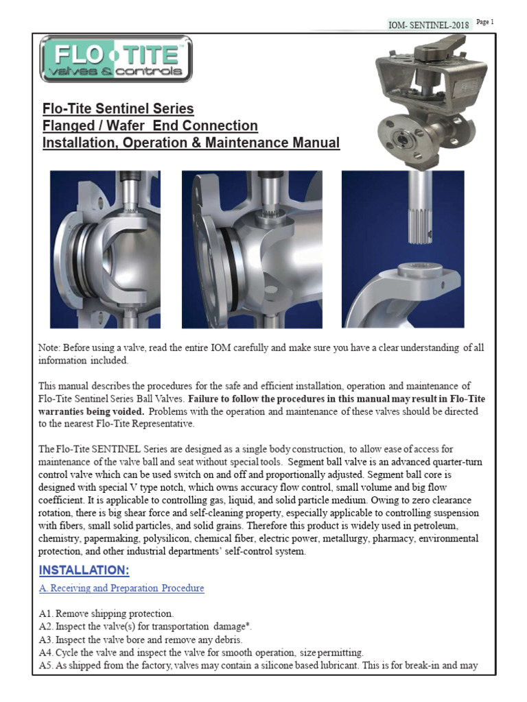 Flo-Tite Sentinel Valve Manual | PDF | Valve | Actuator