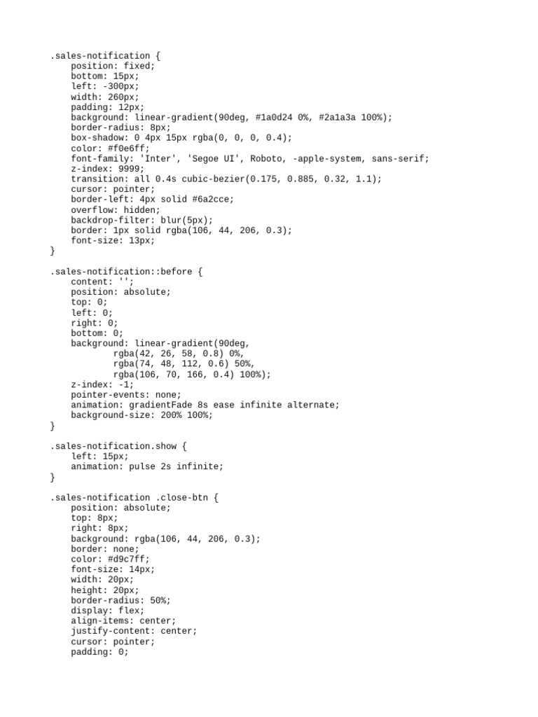Sales Notification CSS Styling Guide | PDF | Design | Graphical User ...
