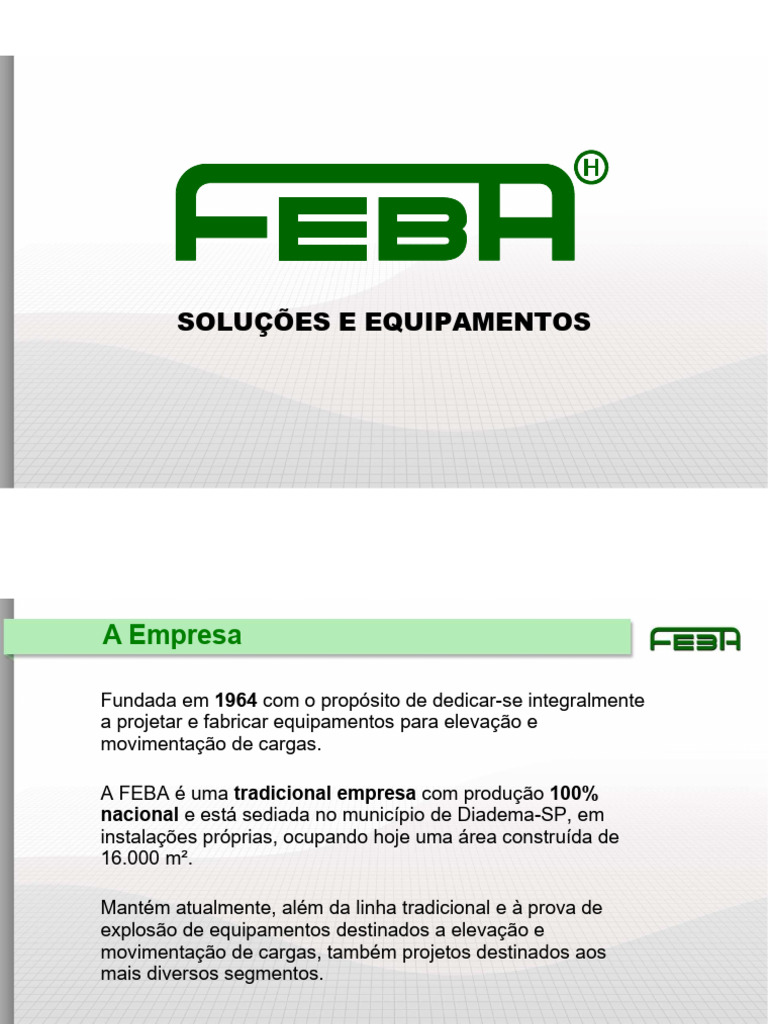 Equipamentos de Elevação FEBA Brasil | PDF