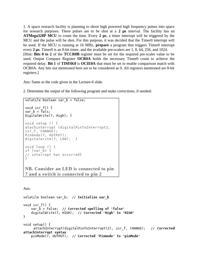 Timer Interrupts and ISR Corrections | PDF | Microcontroller | Boolean ...