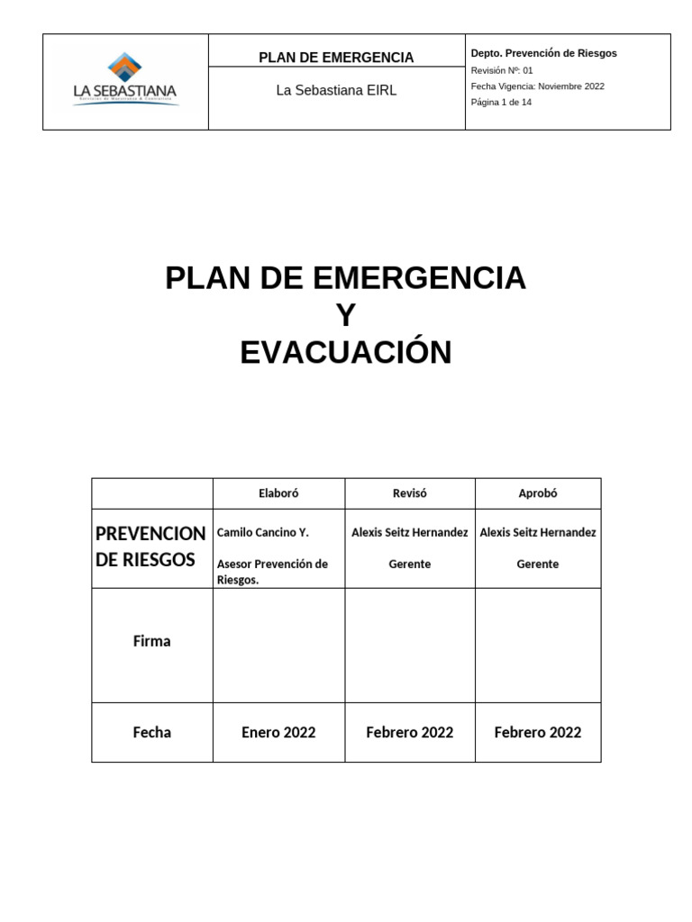 Plan de Emergencia - 001 | PDF | Defensa Civil | Servicios de emergencia