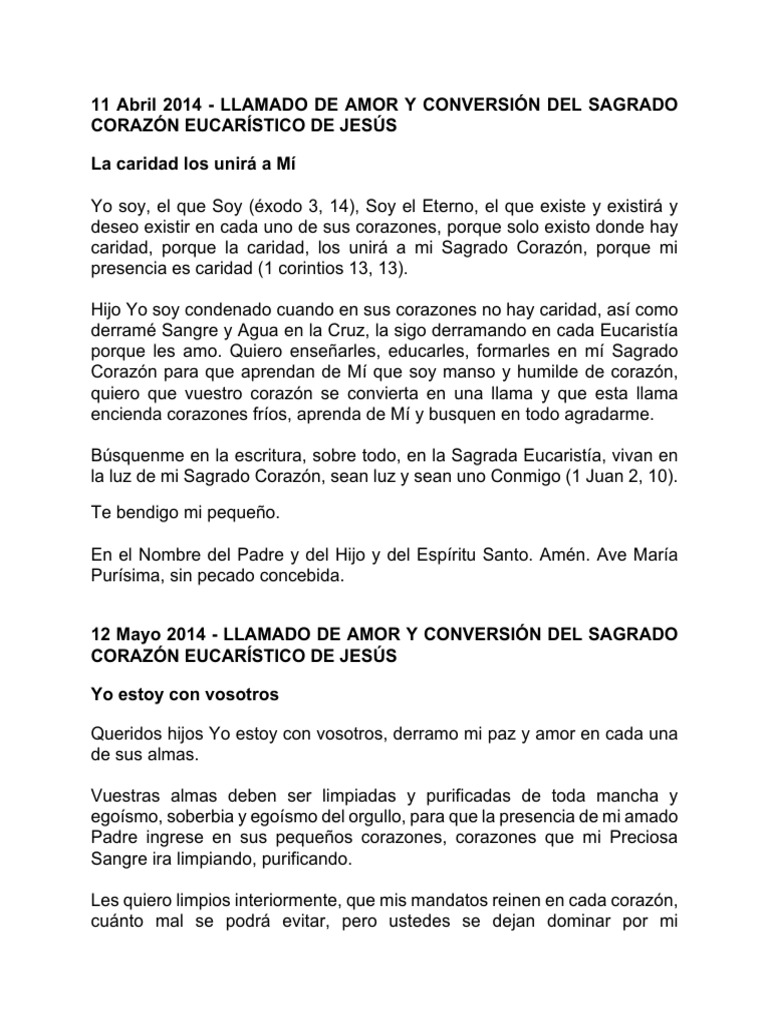 Llamado a la Conversión del Sagrado Corazón | PDF | eucaristía ...