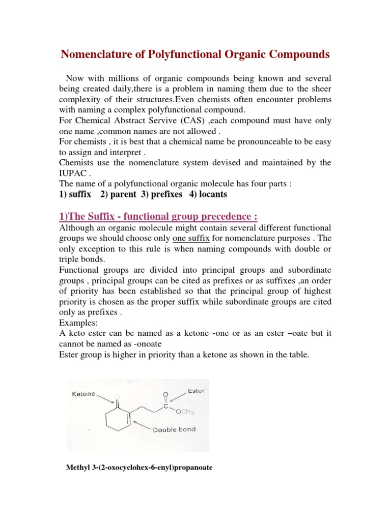Nomenclature of Polyfunctional Compounds | PDF | Functional Group | Ketone