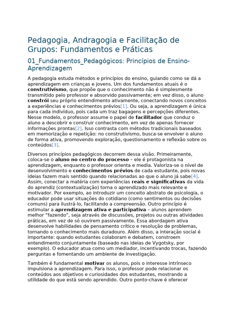 Pedagogia e Andragogia: Métodos de Ensino | PDF | Aprendizado | Pedagogia