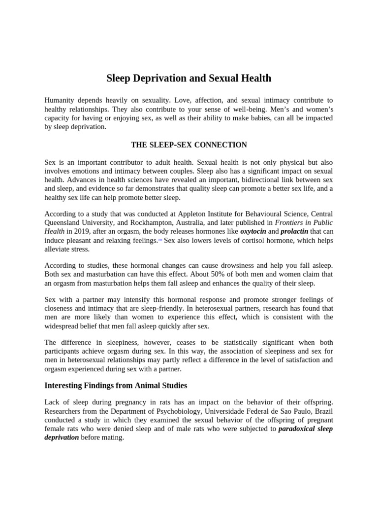 Impact of Sleep Deprivation on Sexual Health | PDF | Sleep | Insomnia