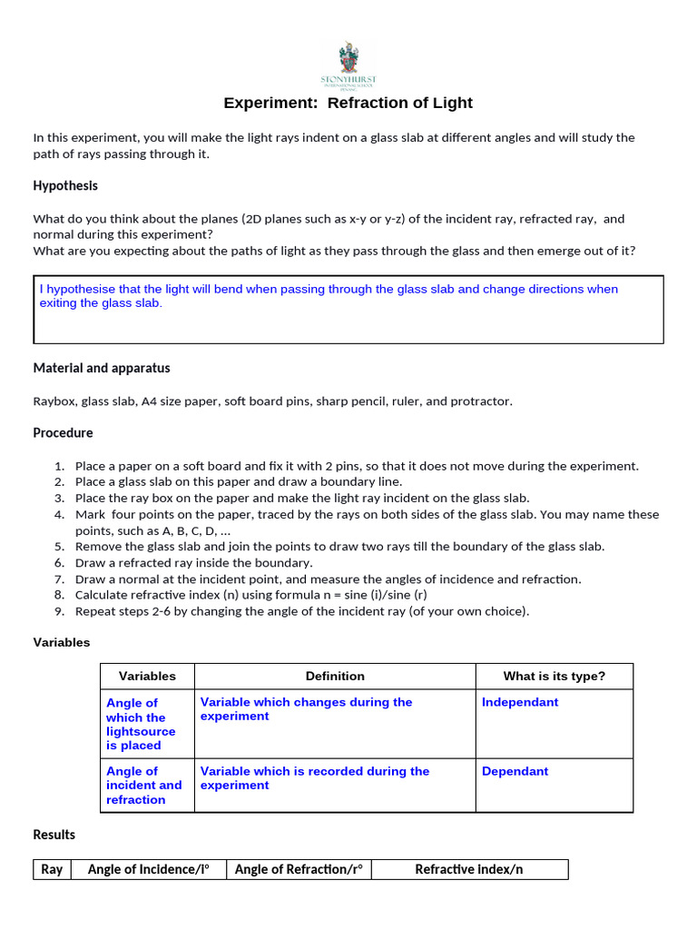 Refraction of Light Experiment Guide | PDF | Refraction | Speed Of Light