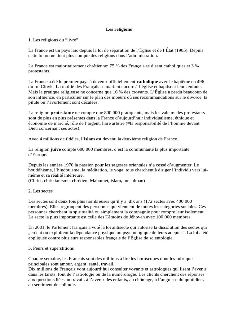 Religions et croyances en France aujourd'hui | PDF | France | Astrologie
