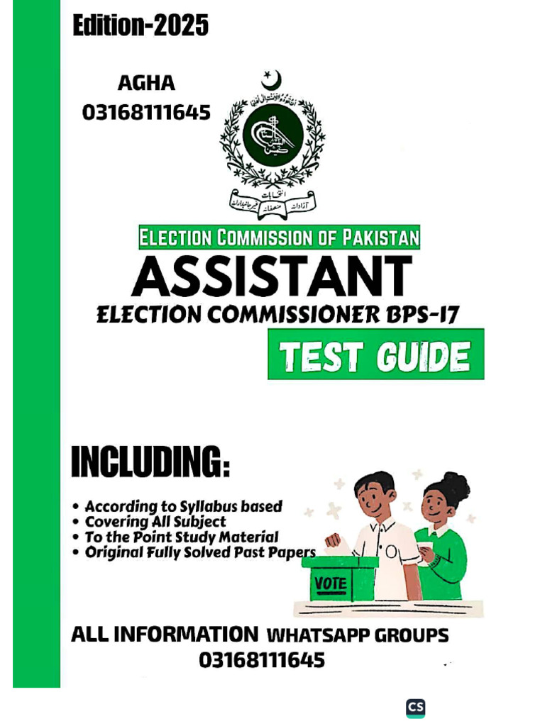 ECP Batch1 &2 Solved Paper 2024 Assistant Election Commissioner | PDF