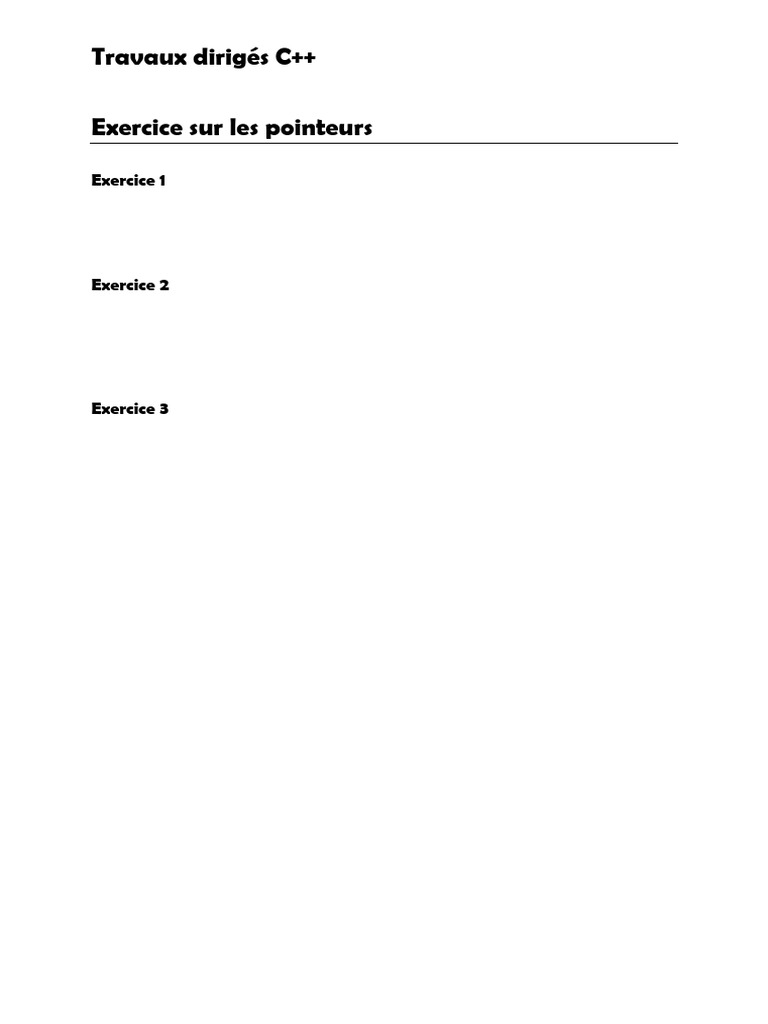 Exercices C++ sur les pointeurs | PDF