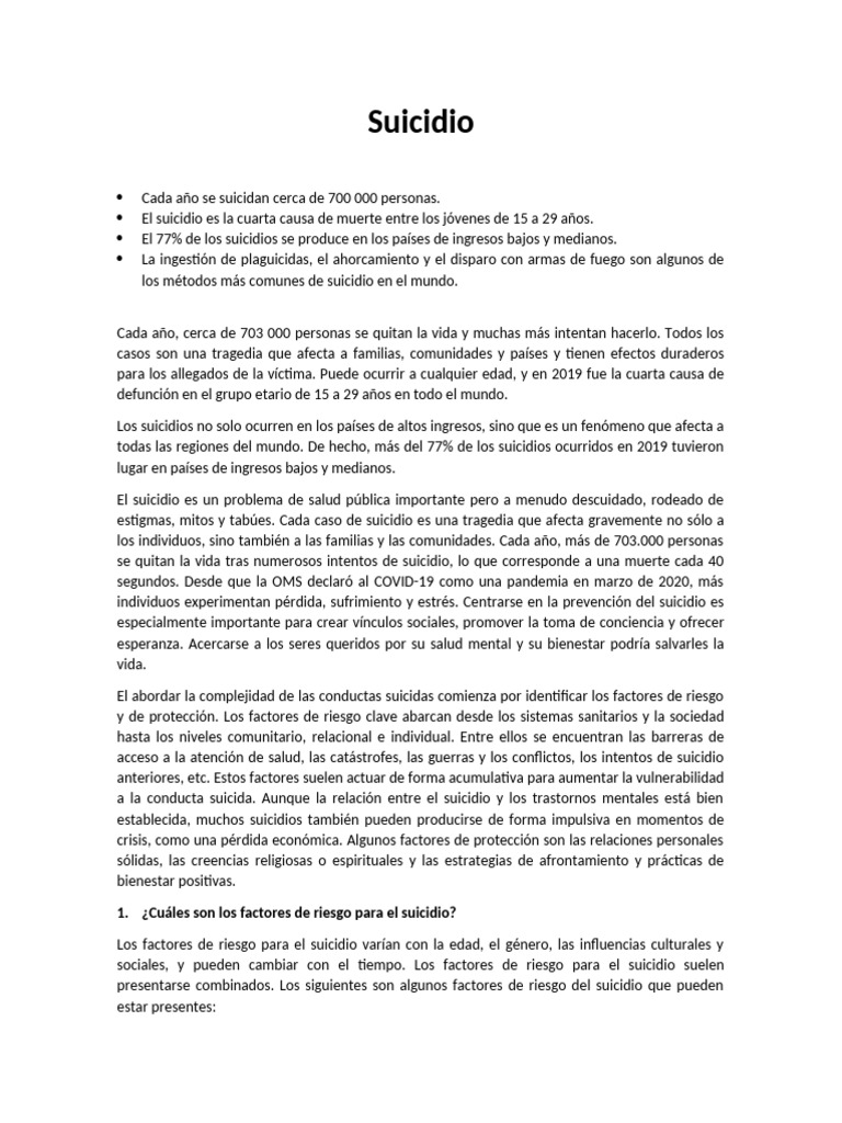 Prevención del Suicidio en Adolescentes | PDF | Suicidio | Comportamiento