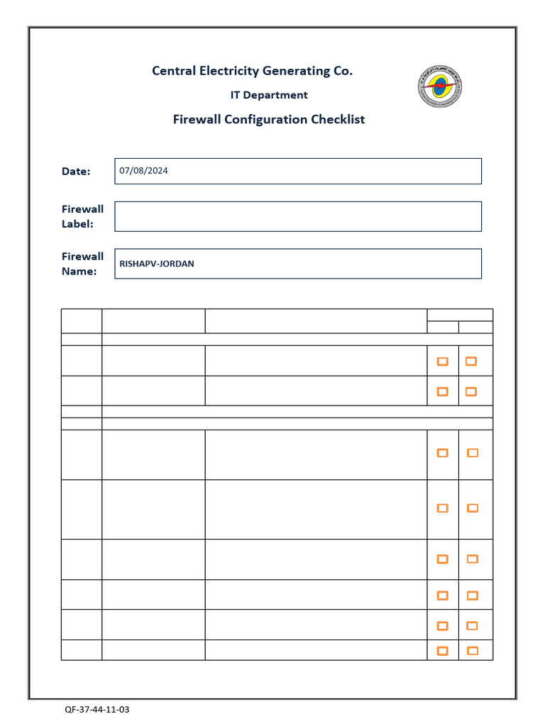 Firewall Configuration Checklist | PDF | Password | Firewall (Computing)