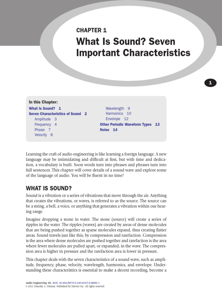 Chapter 1 What Is Sound Seven Important Character 2012 Audio ...