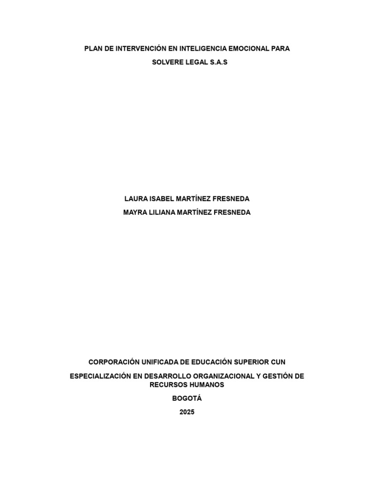 Plan de Intervención en Inteligencia Emocional | PDF | Las emociones ...