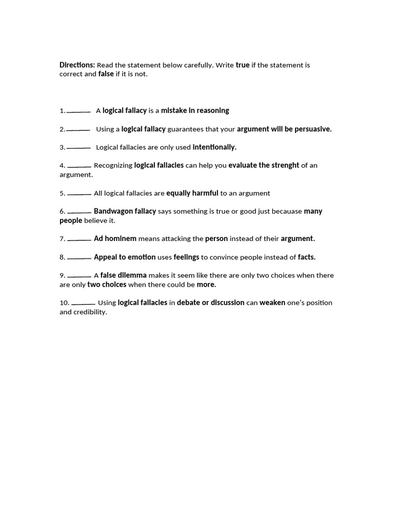 Assessment True or False | PDF