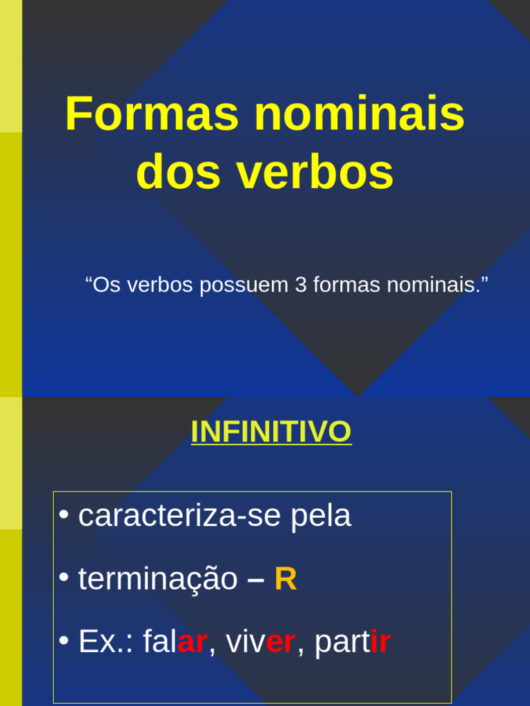 Formas Nominais dos Verbos: Guia Completo | PDF