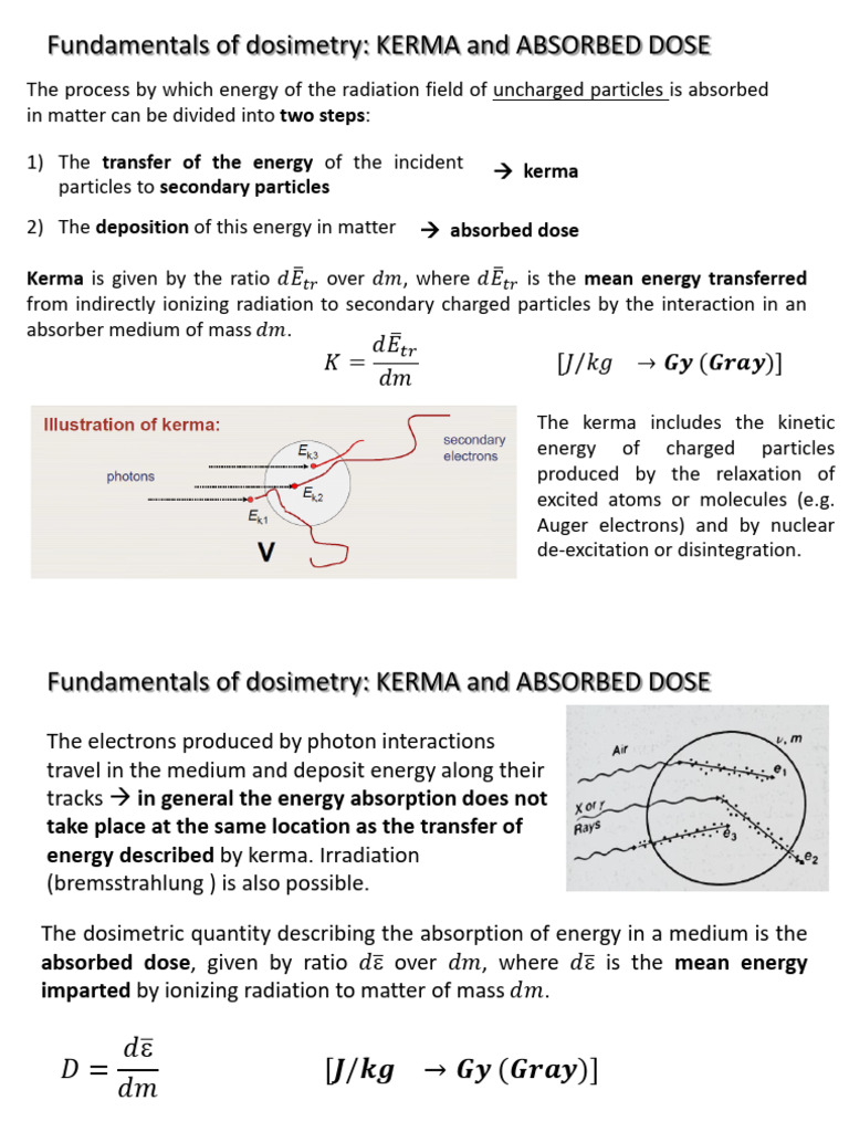 Fundamentals of Dosimetry: KERMA and ABSORBED DOSE | PDF | Absorbed ...