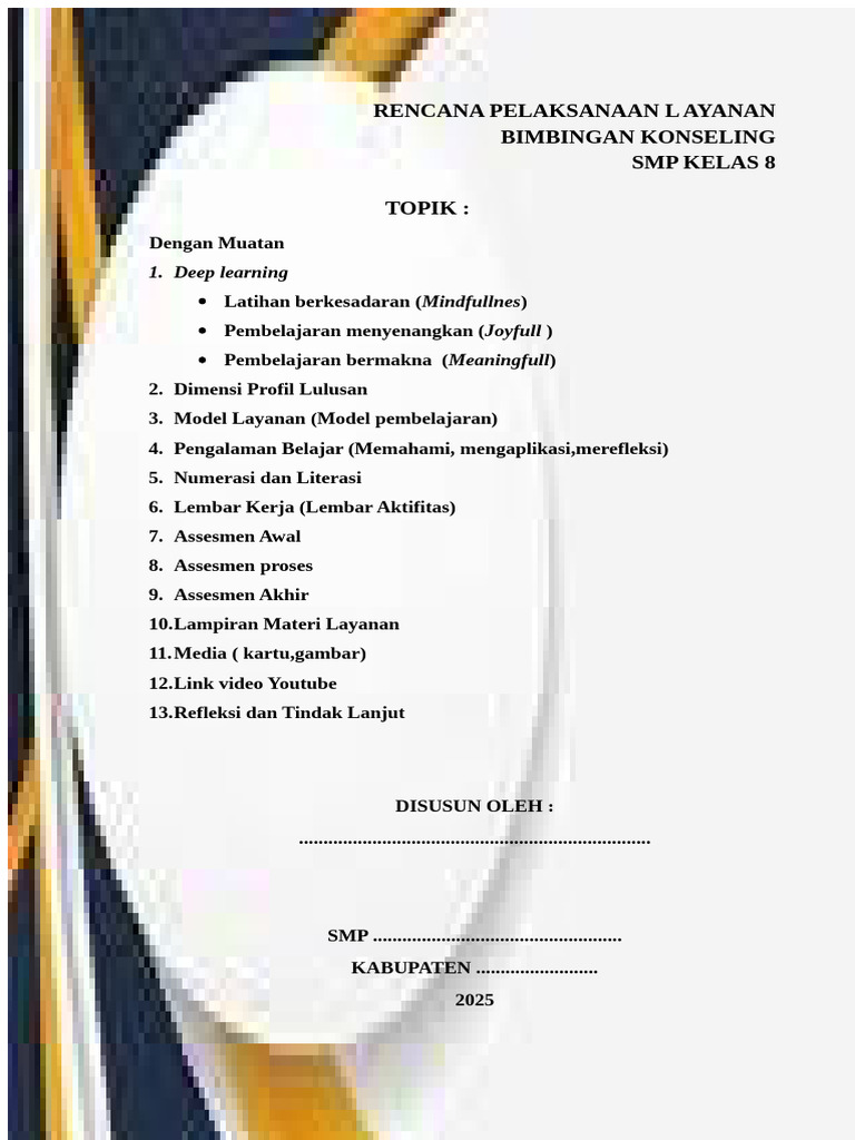 RPL Bimbingan Konseling Deep Learning SMP | PDF