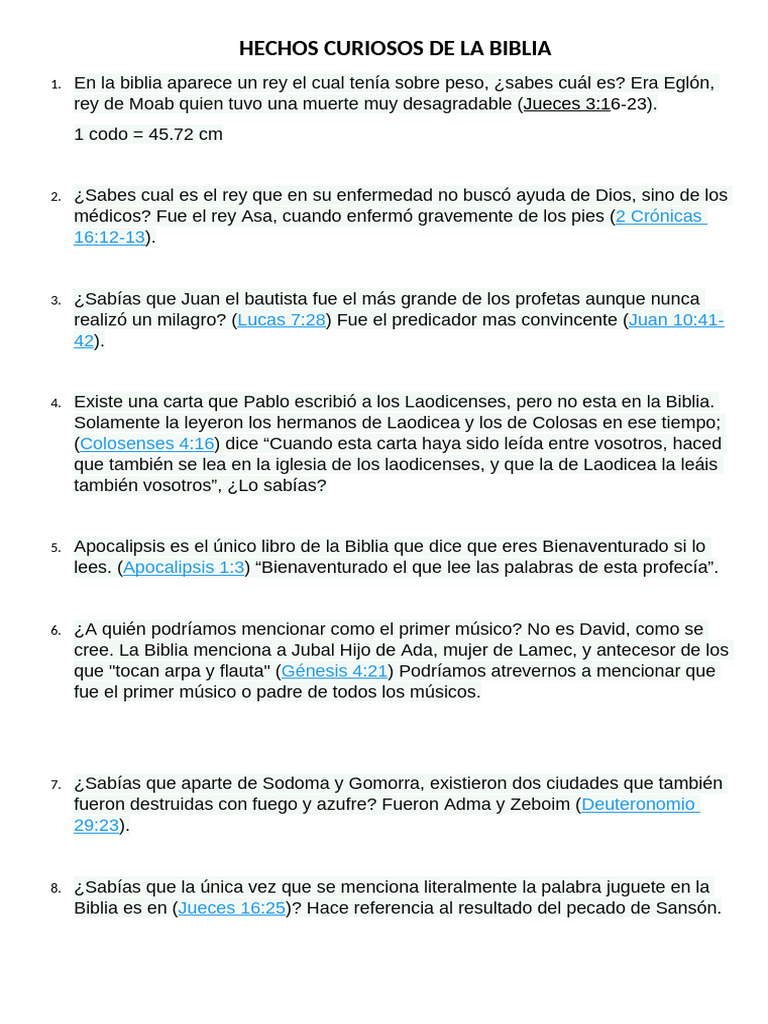 Curiosidades Fascinantes de la Biblia | PDF