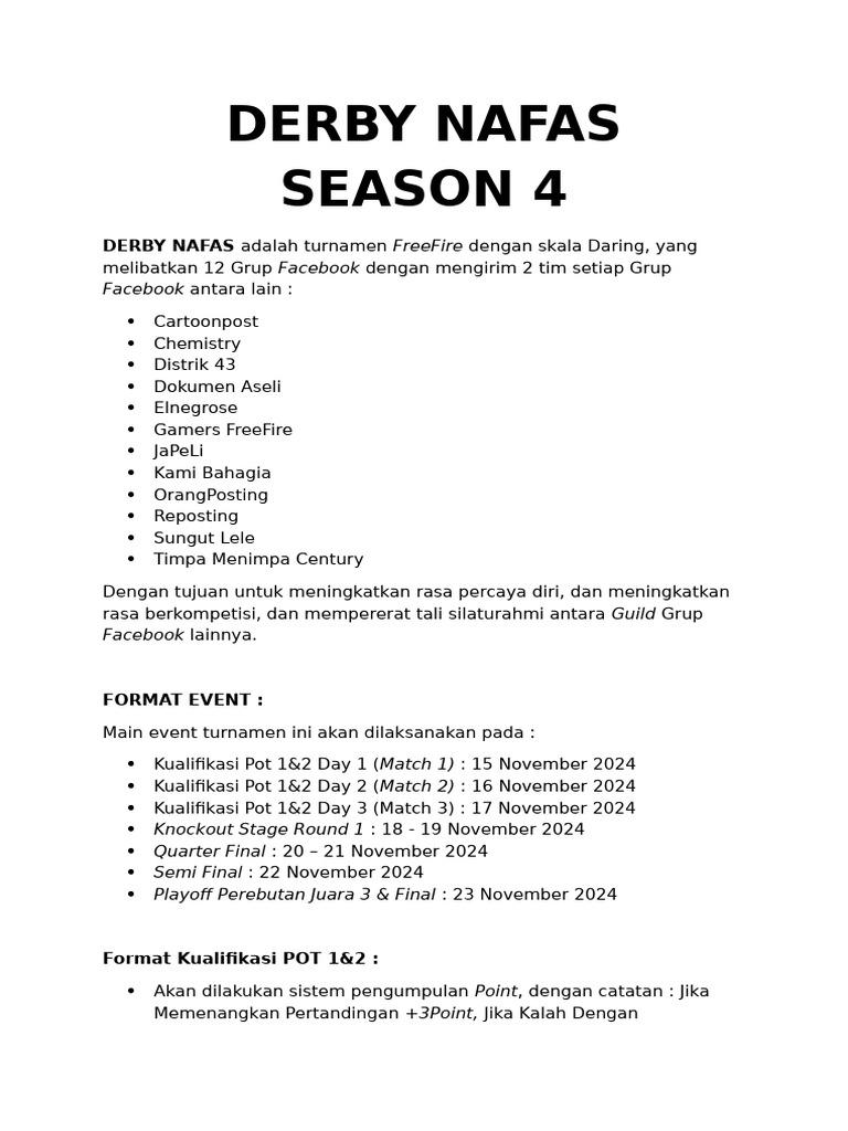 Derby Nafas Season 4: Turnamen FreeFire | PDF
