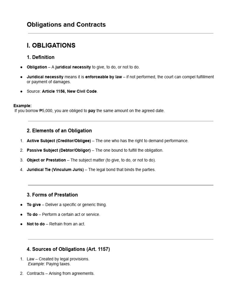 Obligations and Contracts | PDF | Law Of Obligations | Justice