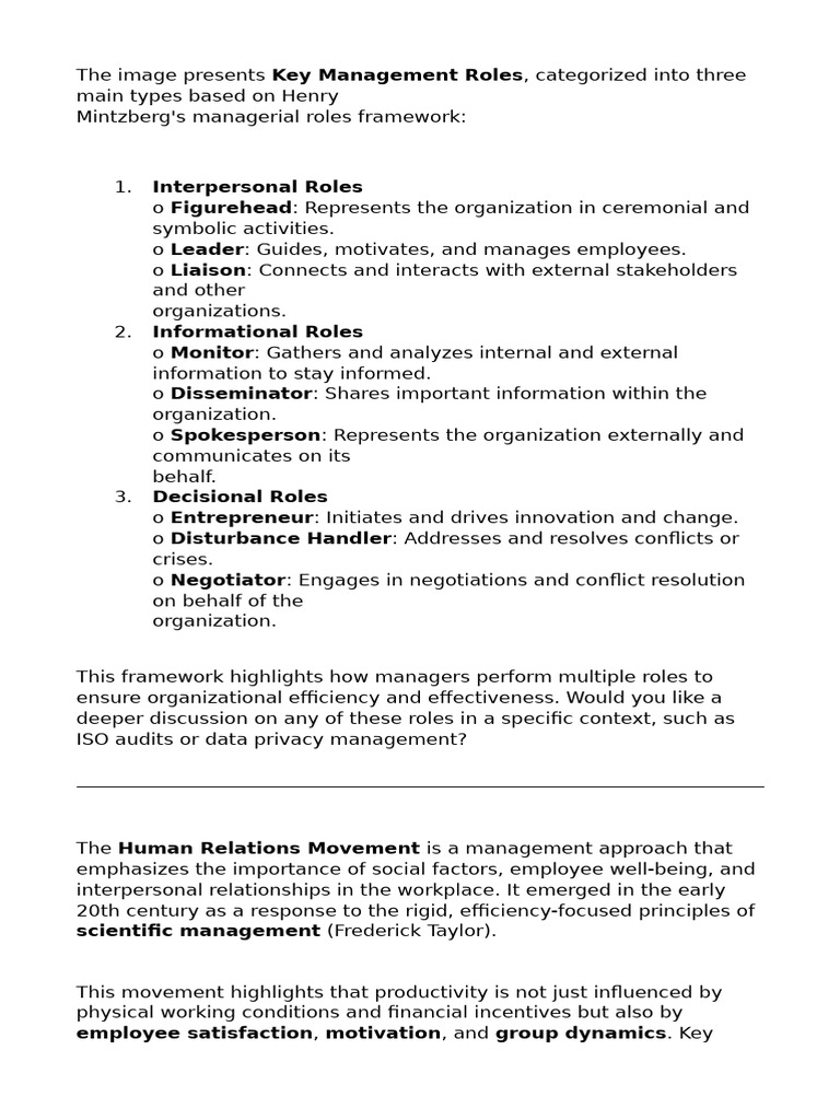 Key Management Roles and Theories | PDF | Marketing | Motivation