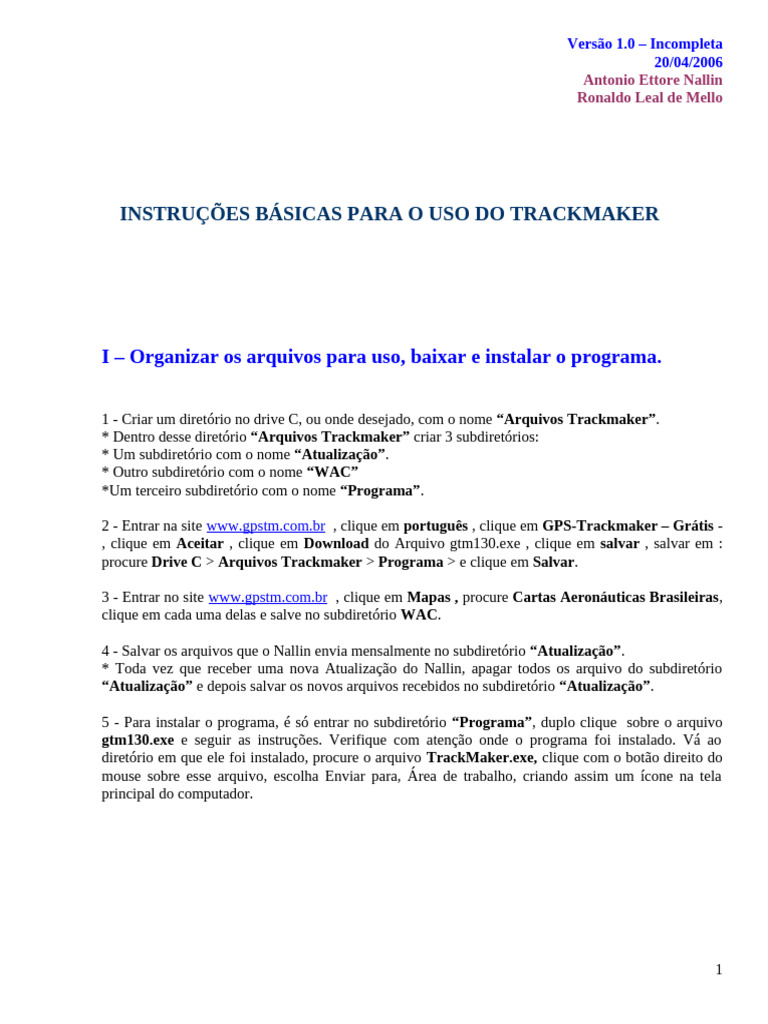 Instruções para Uso do Trackmaker | PDF | Diretório (informática ...