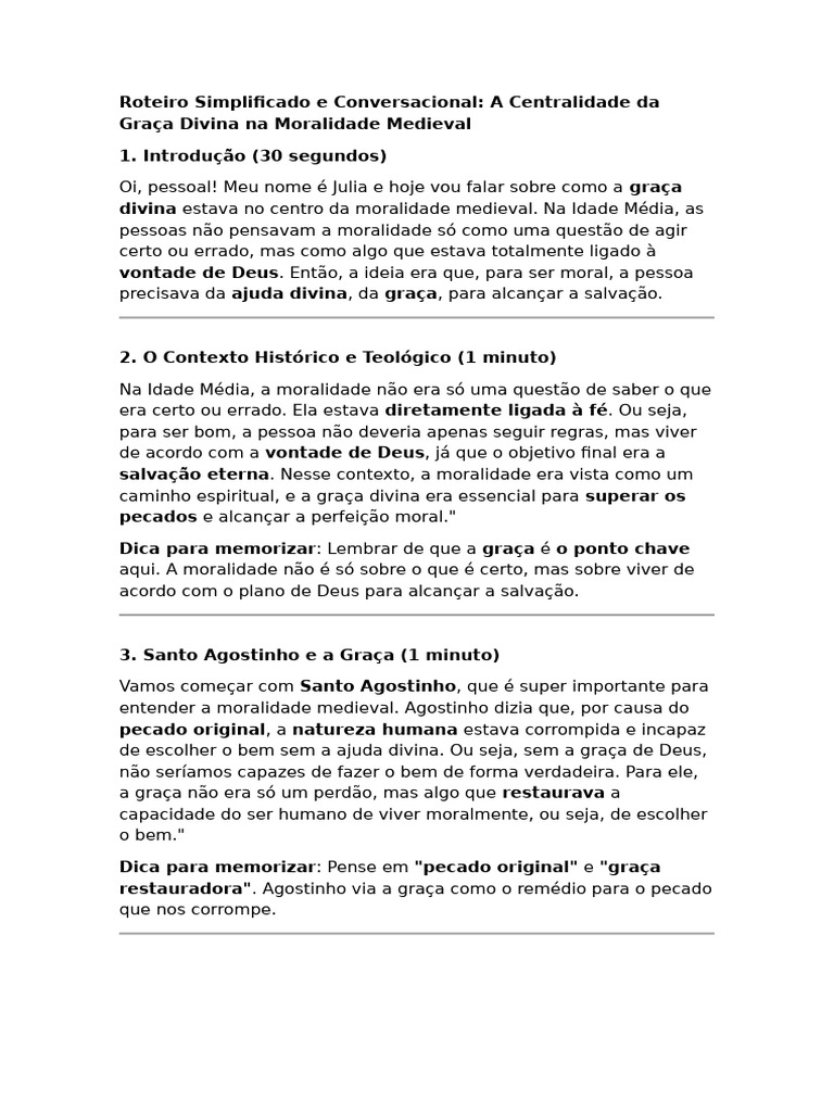 Roteiro Simplificado E Conversacional Pdf Graça No Cristianismo