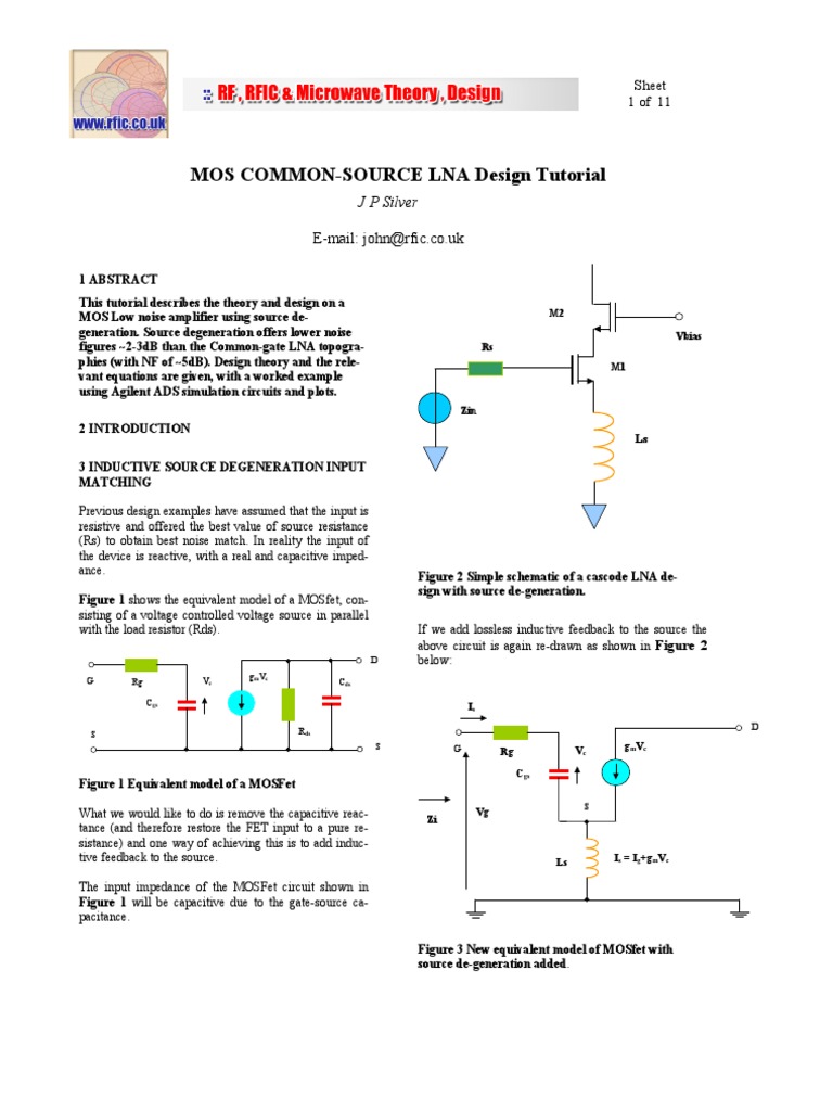 Mos CS Lna | PDF | Field Effect Transistor | Inductor