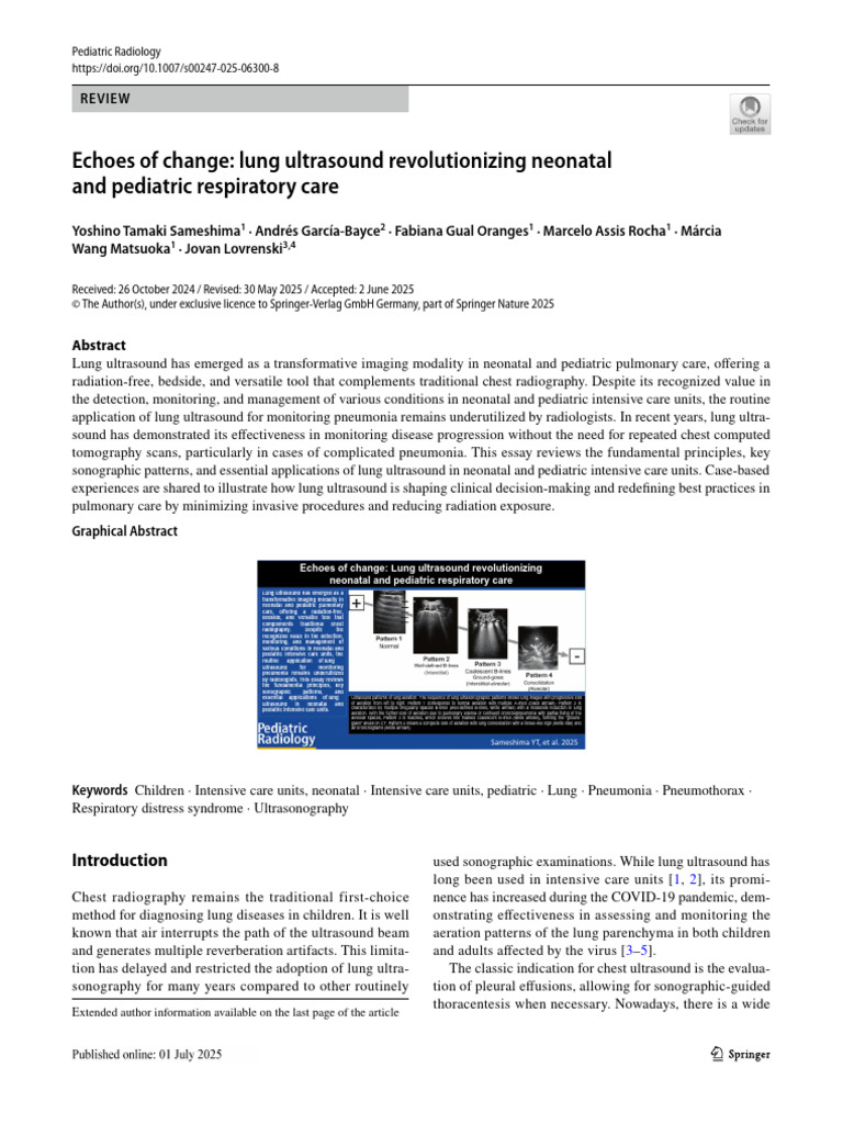 Lung Ultrasound in Pediatric Care | PDF | Respiratory Diseases ...