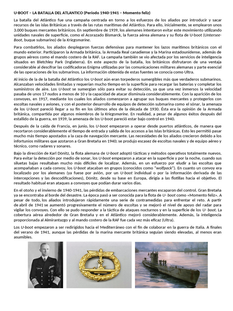 U Boot | PDF | U barcos | Batalla del atlántico