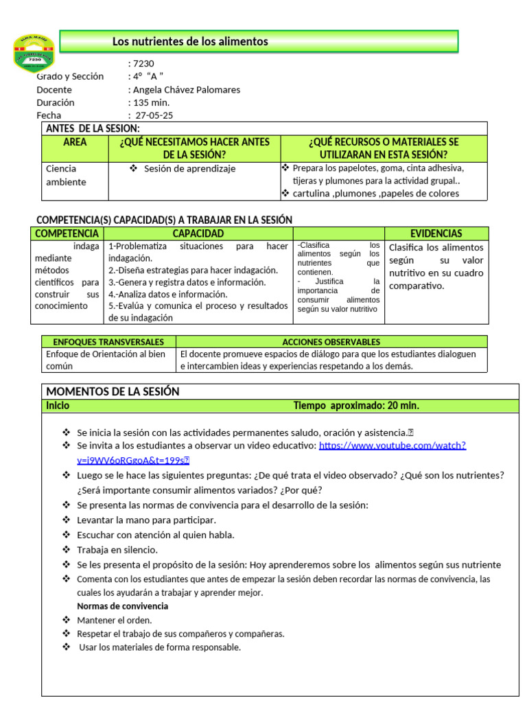 Nutrientes en Alimentos: Clase 4° A | PDF | Alimentos | Nutrientes