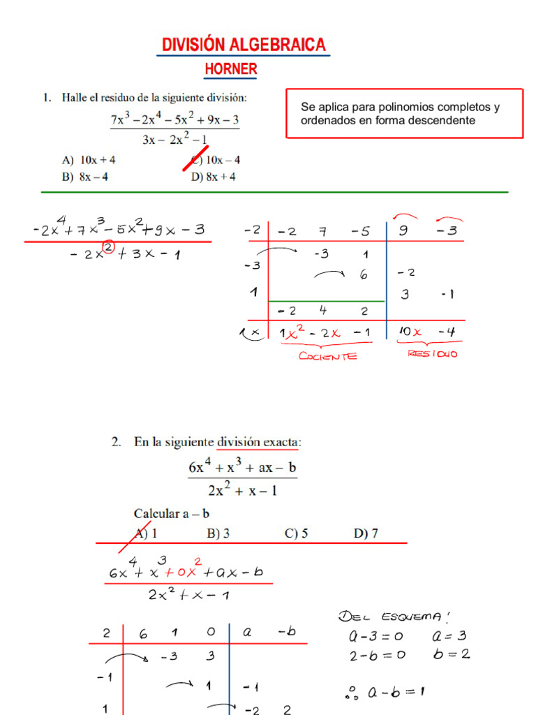 Clase de Horner y Ruffini - Calvo Perez | PDF
