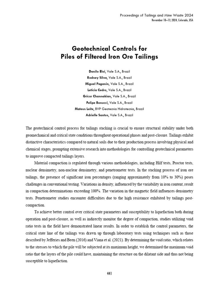 Geotechnical Control of Iron Ore Tailings | PDF | Geotechnical ...