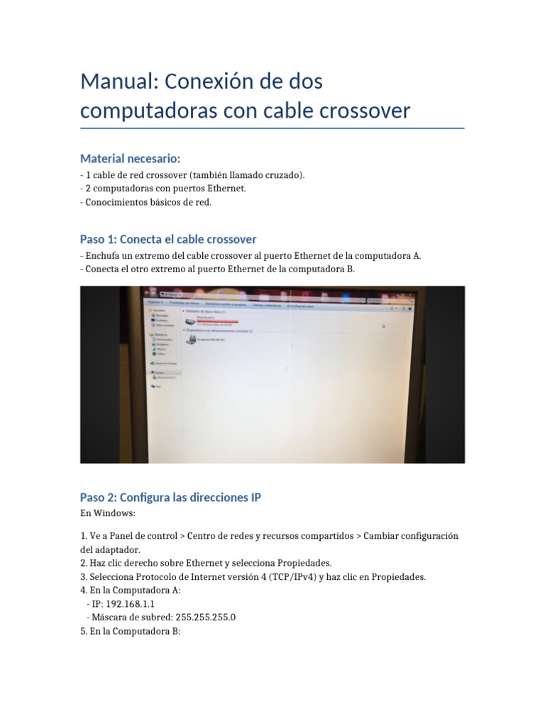 Conectar dos computadoras con cable crossover | PDF