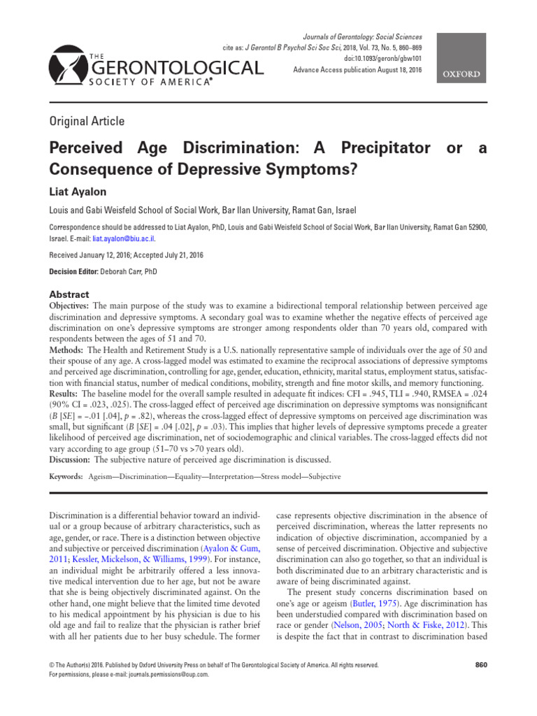 Age Discrimination and Depression Link | PDF | Behavioural Sciences
