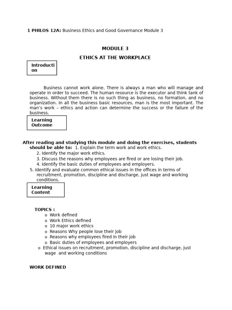 Workplace Ethics and Employee Success | PDF | Performance Appraisal ...