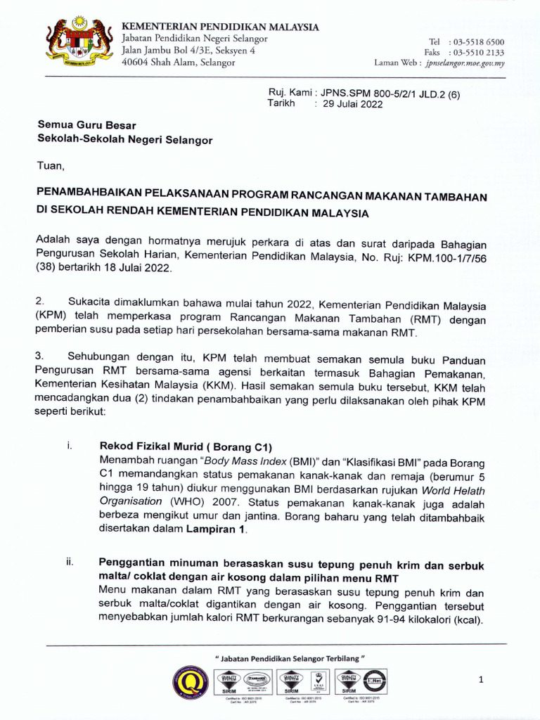 JPN - Penambahbaikan Pelaksanaan Program Rancangan Makanan Tambahan Di ...