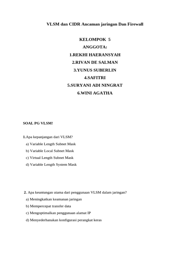 Kepanjangan VLSM dan CIDR dalam Jaringan | PDF