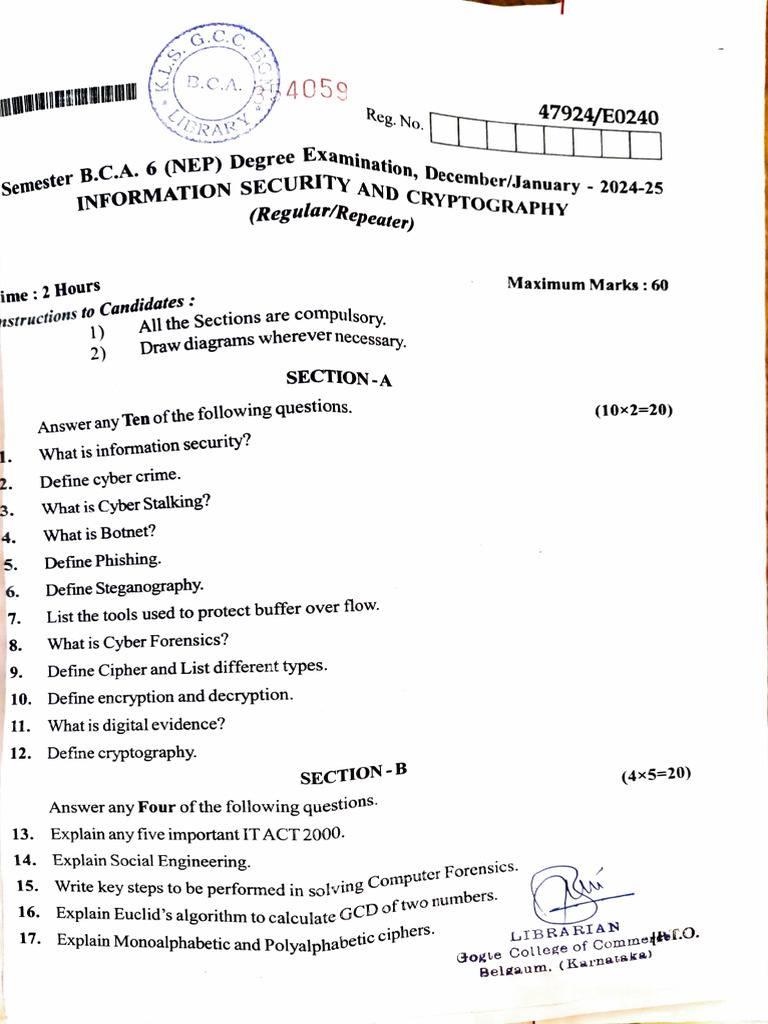 Information Security & Cryptography Exam Guide | PDF | Cryptography ...