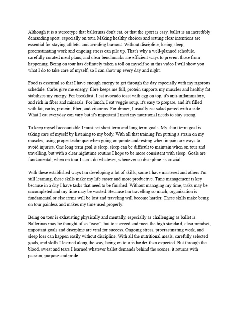 LA Essay Script | PDF | Ballet Dancer