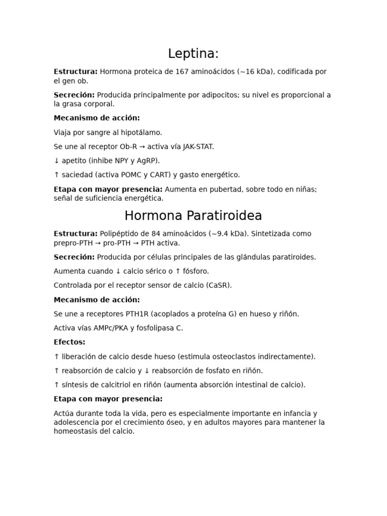 Leptina y Paratiroidea | PDF