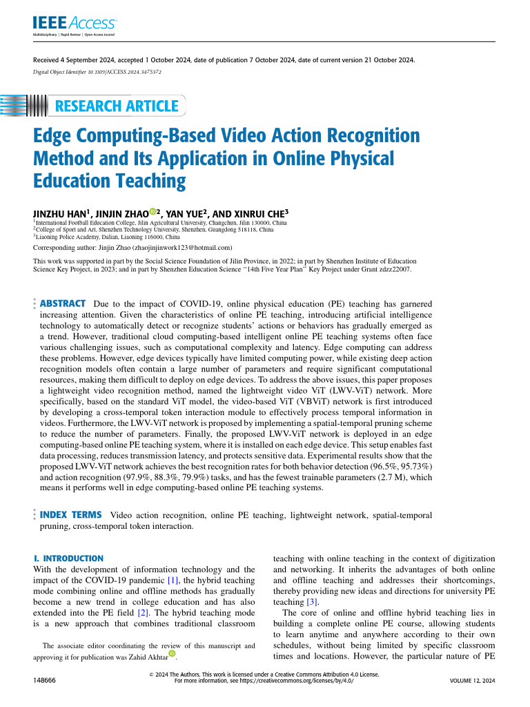 Edge Computing-Based Video Action Recognition Method and Its ...