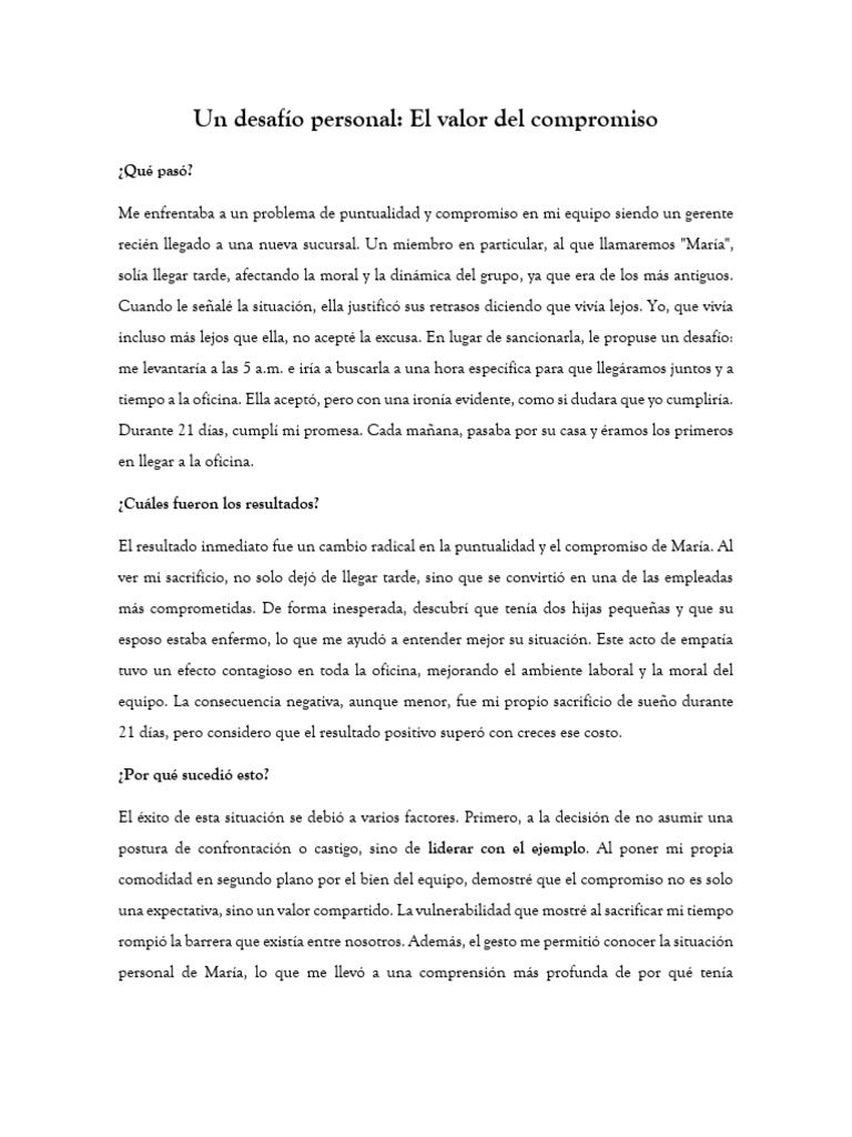 Un Desafío Personal El Valor Del Compromiso | PDF | Liderazgo ...