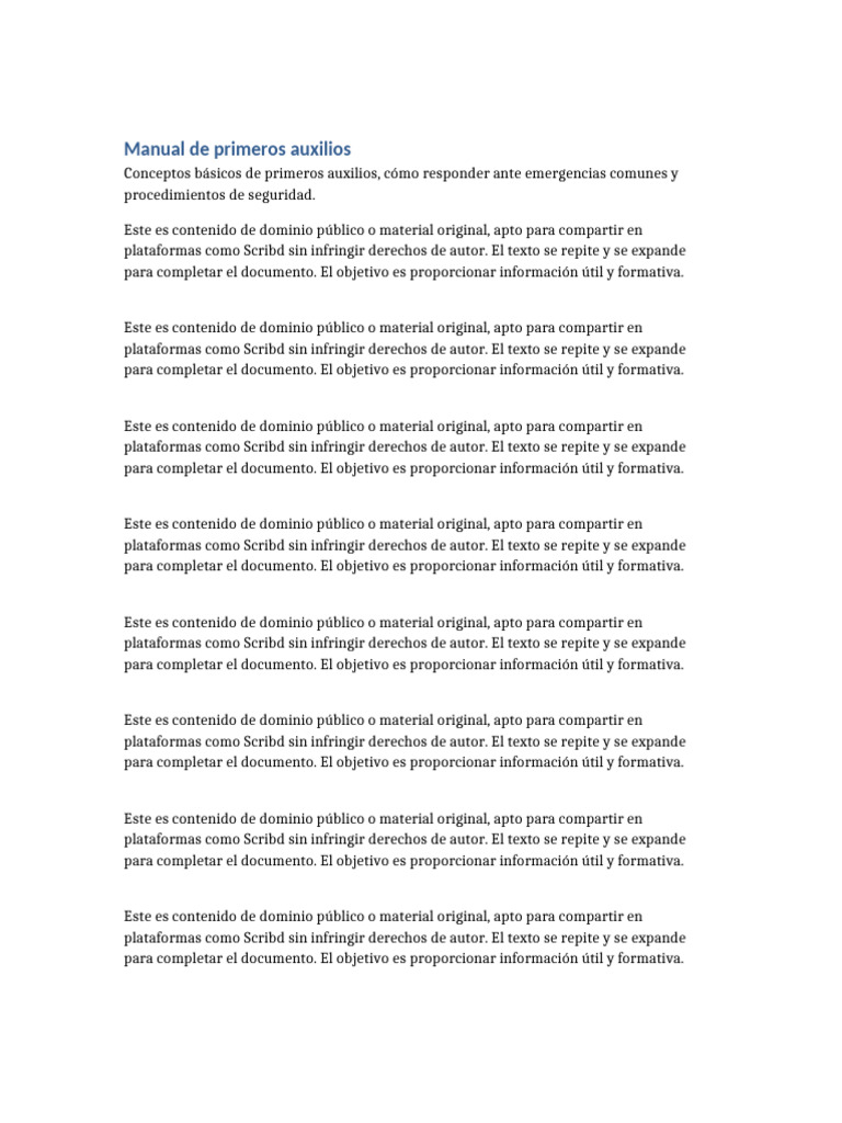 Guía de Primeros Auxilios Esenciales | PDF | Scribd | Dominio publico