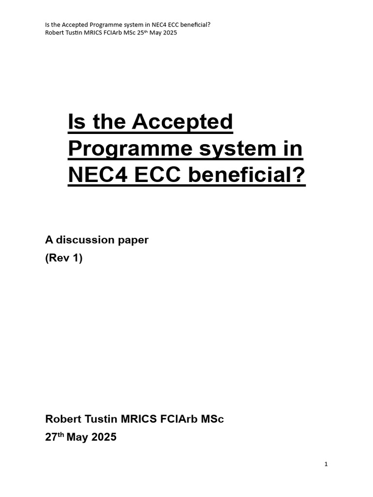 NEC4 ECC Accepted Programme Benefits | PDF | Justice | Crime & Violence