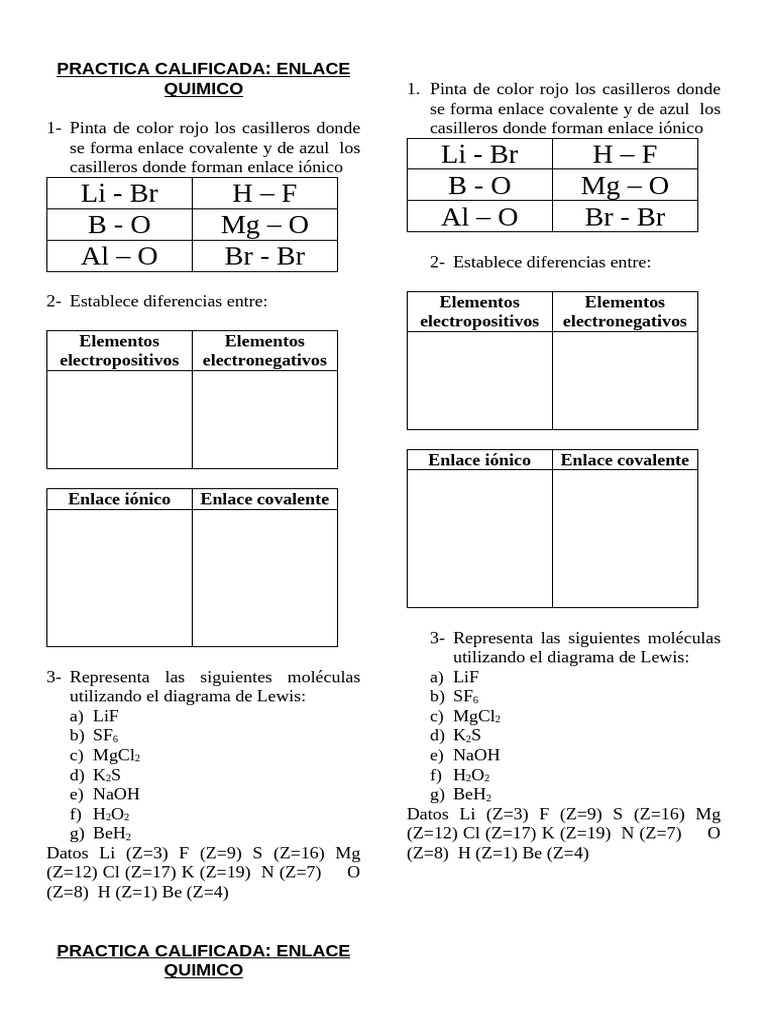 Practica 2.enlace Quimico 1ro | PDF
