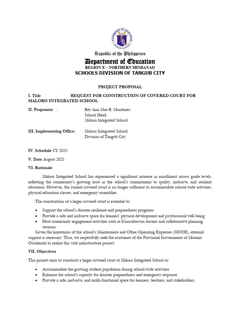 Covered Court Proposal for Maloro School | PDF